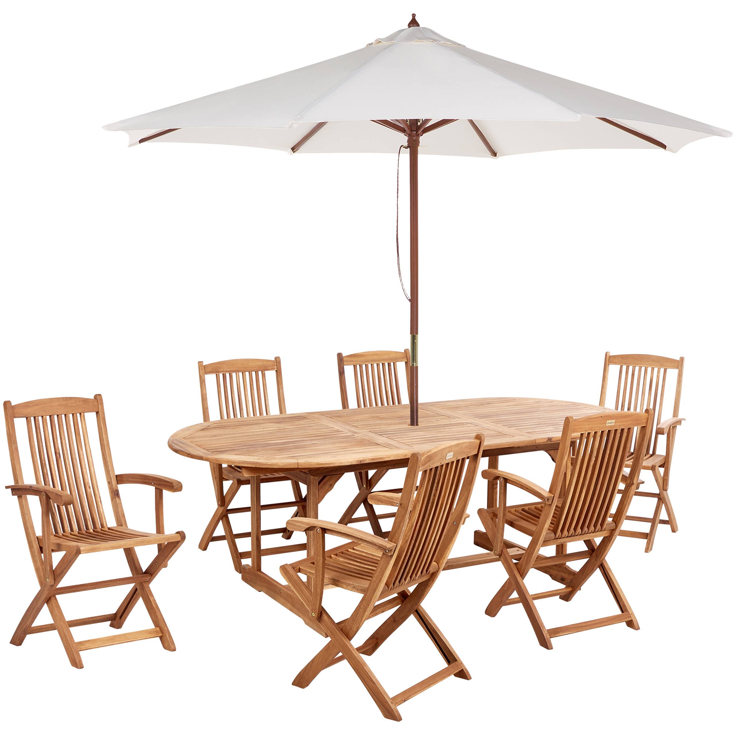 Beliani - Set de salle à manger, 6 Personnes Acacia Marron clair MAUI II - 270x270x237- Beliani - Image 2