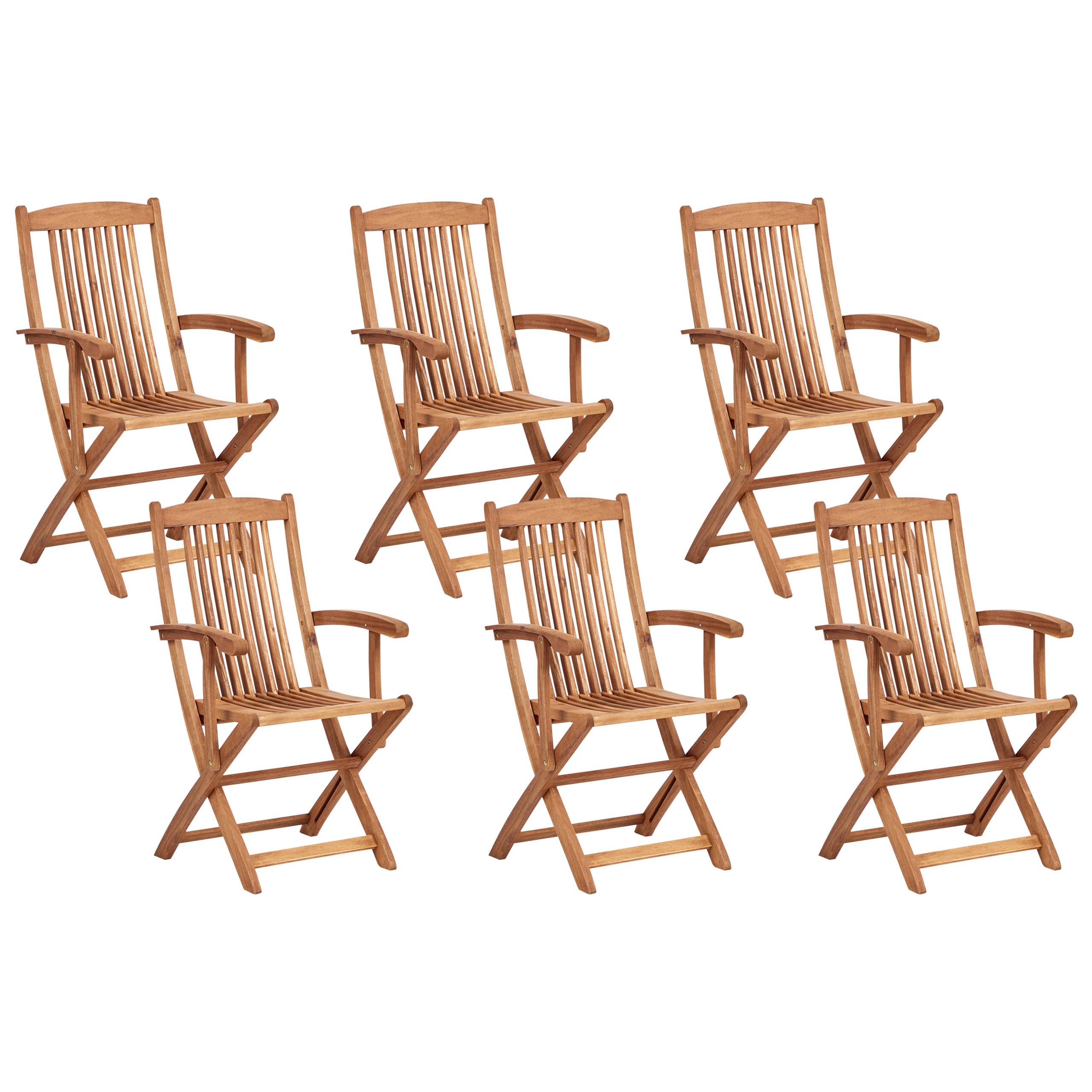 Beliani - Set de salle à manger, 6 Personnes Acacia Marron clair MAUI II - 270x270x237- Beliani - Image 5