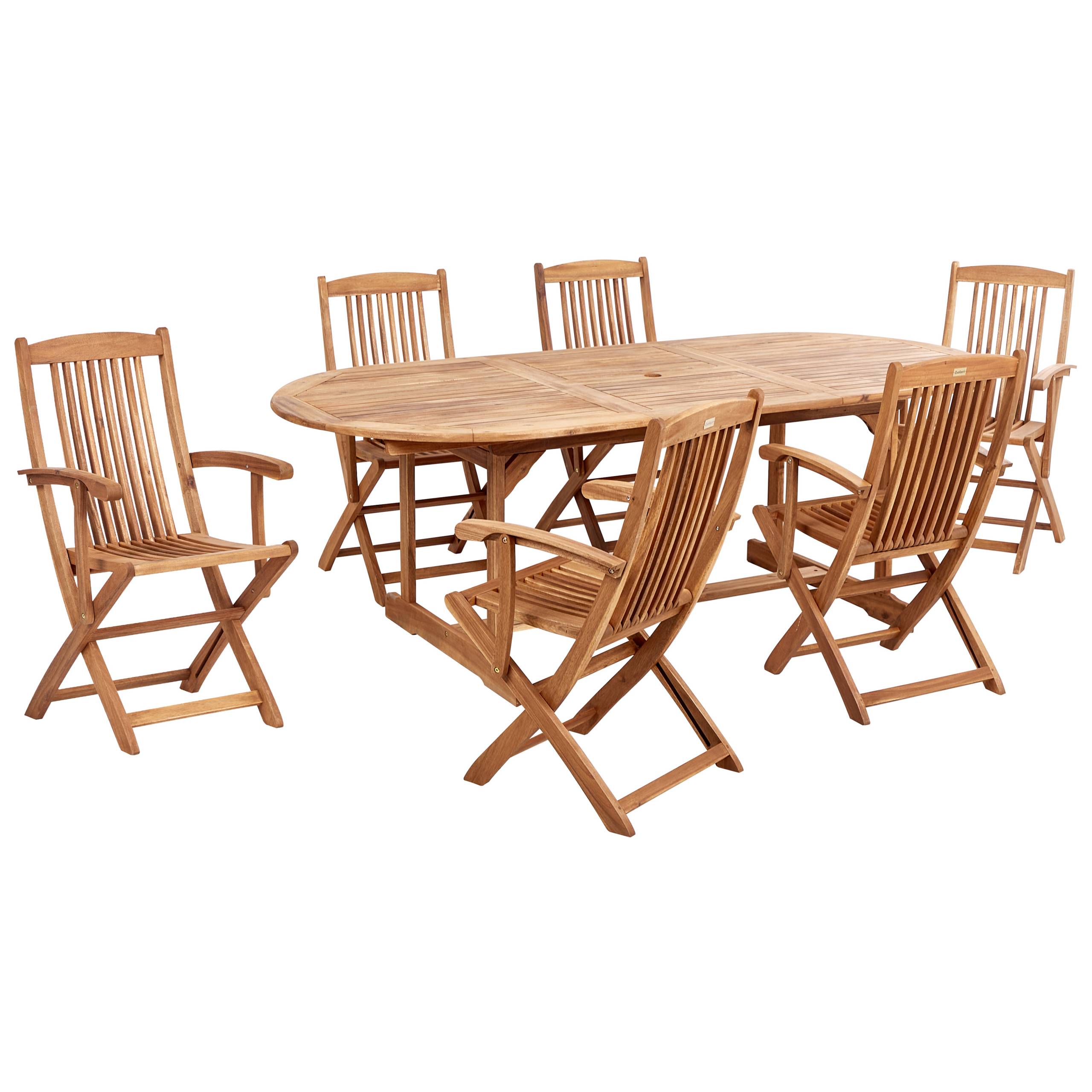 Beliani - Set de salle à manger, 6 Personnes Acacia Marron clair MAUI II - 270x270x237- Beliani - Image 4