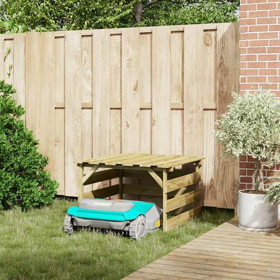 Garage pour robot tondeuse en bois de pin traité pour jardin Marron 84cm – ComfortXL Outdoor Living - Image 4