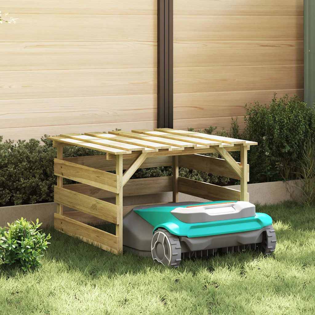 Garage pour robot tondeuse en bois de pin traité pour jardin Marron 84cm – ComfortXL Outdoor Living - Image 1