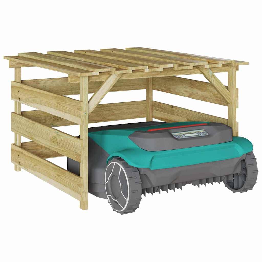 Garage pour robot tondeuse en bois de pin traité pour jardin Marron 84cm – ComfortXL Outdoor Living - Image 3