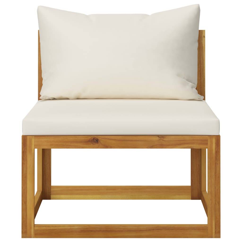Helloshop26 - Salon de jardin meuble d'extérieur ensemble de mobilier 8 pièces avec coussin crème bois d'acacia solide - Image 7