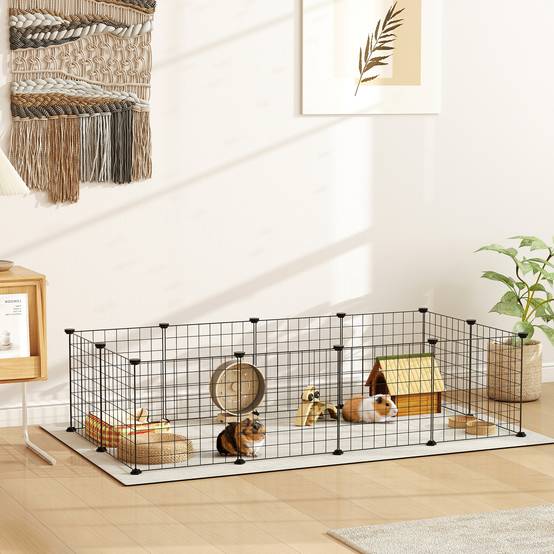 Enclos modulable métal petits animaux parc 12 panneaux 143x73x36cm noir - ComfortXL Outdoor Living - Image 4