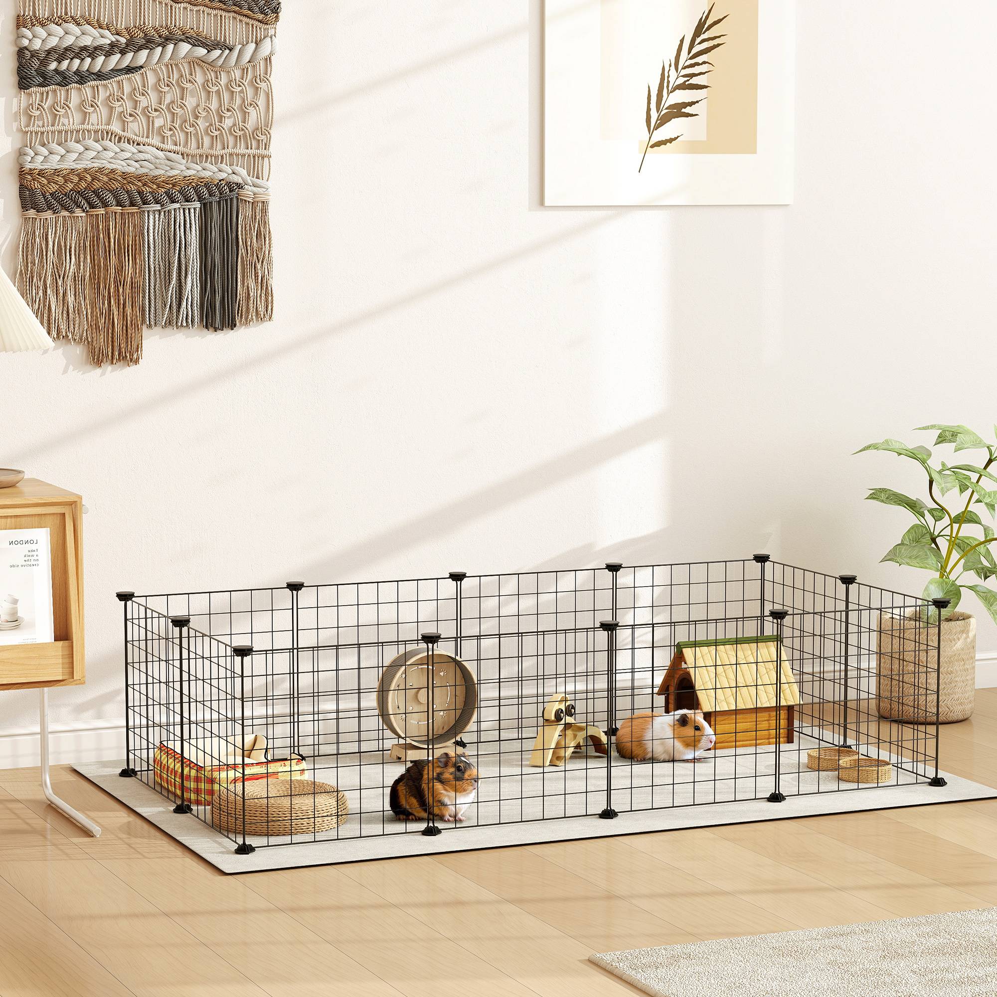 Enclos modulable métal petits animaux parc 12 panneaux 143x73x36cm noir - ComfortXL Outdoor Living - Image 4