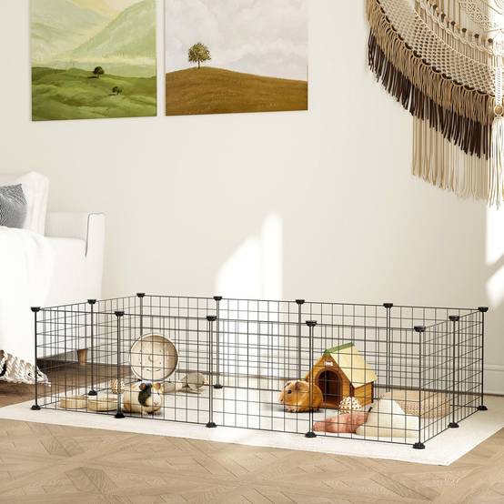 Enclos modulable métal petits animaux parc 12 panneaux 143x73x36cm noir - ComfortXL Outdoor Living - Image 3