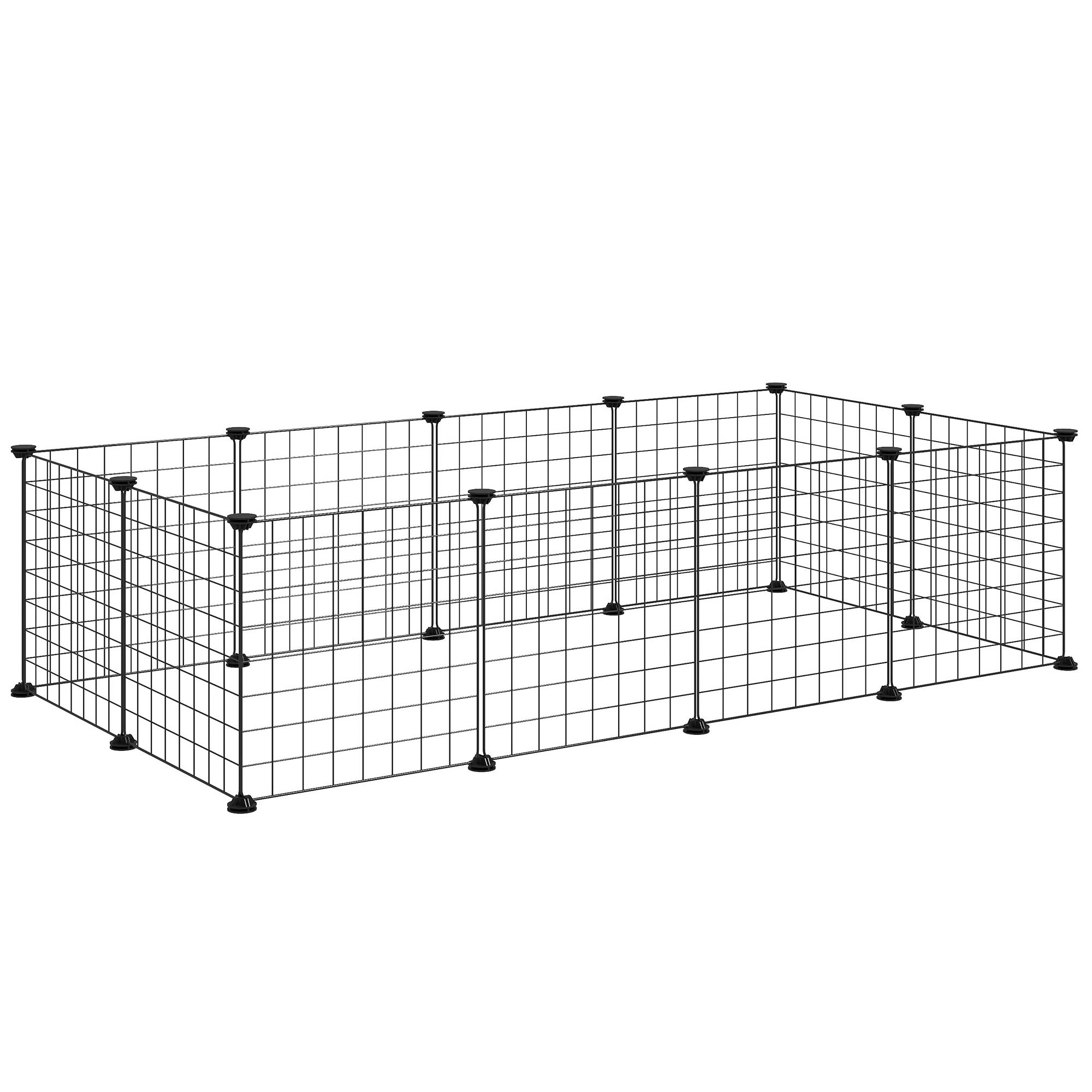 Enclos modulable métal petits animaux parc 12 panneaux 143x73x36cm noir - ComfortXL Outdoor Living