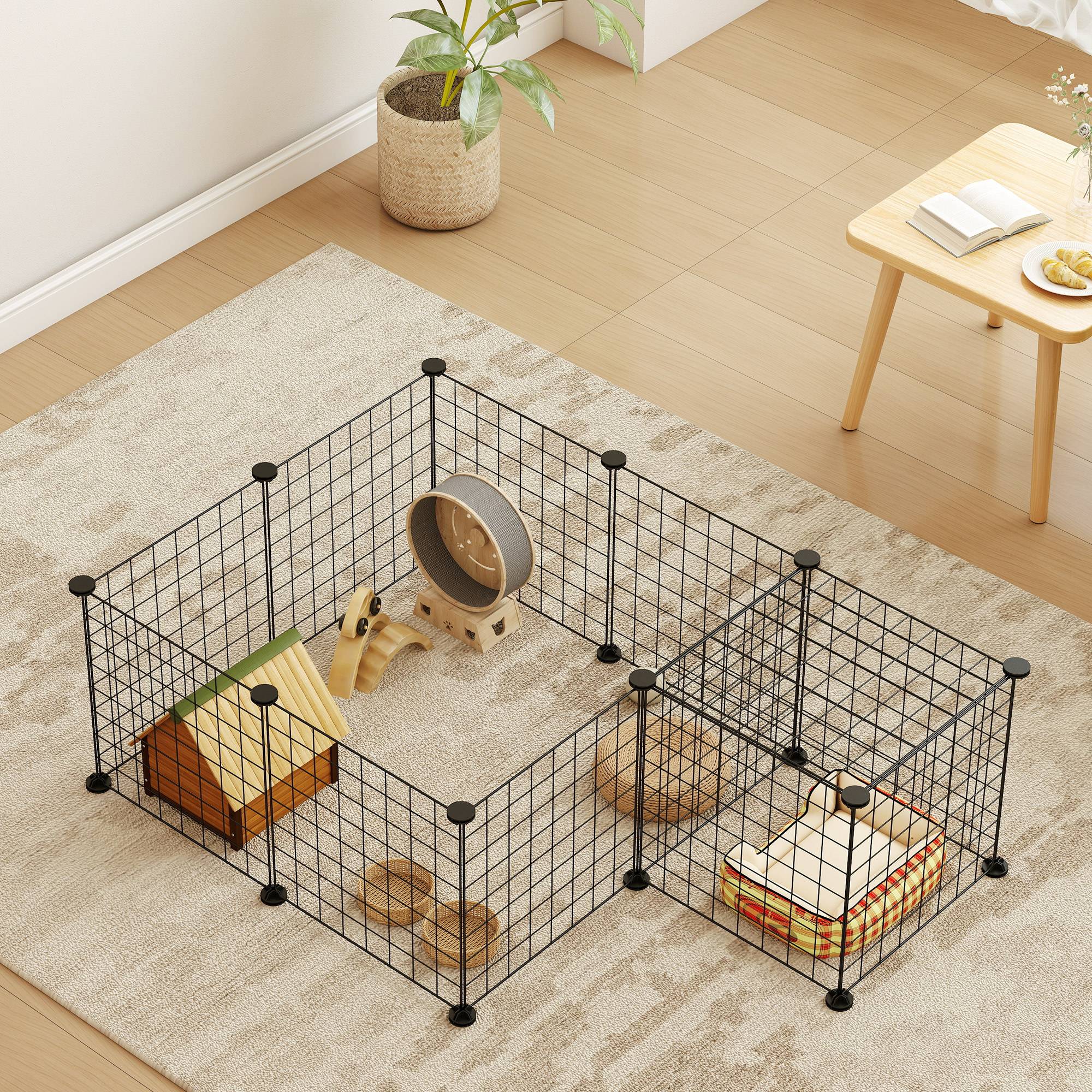 Enclos modulable métal petits animaux parc 12 panneaux 143x73x36cm noir - ComfortXL Outdoor Living - Image 10