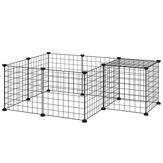 Enclos modulable métal petits animaux parc 12 panneaux 143x73x36cm noir - ComfortXL Outdoor Living - Image 2