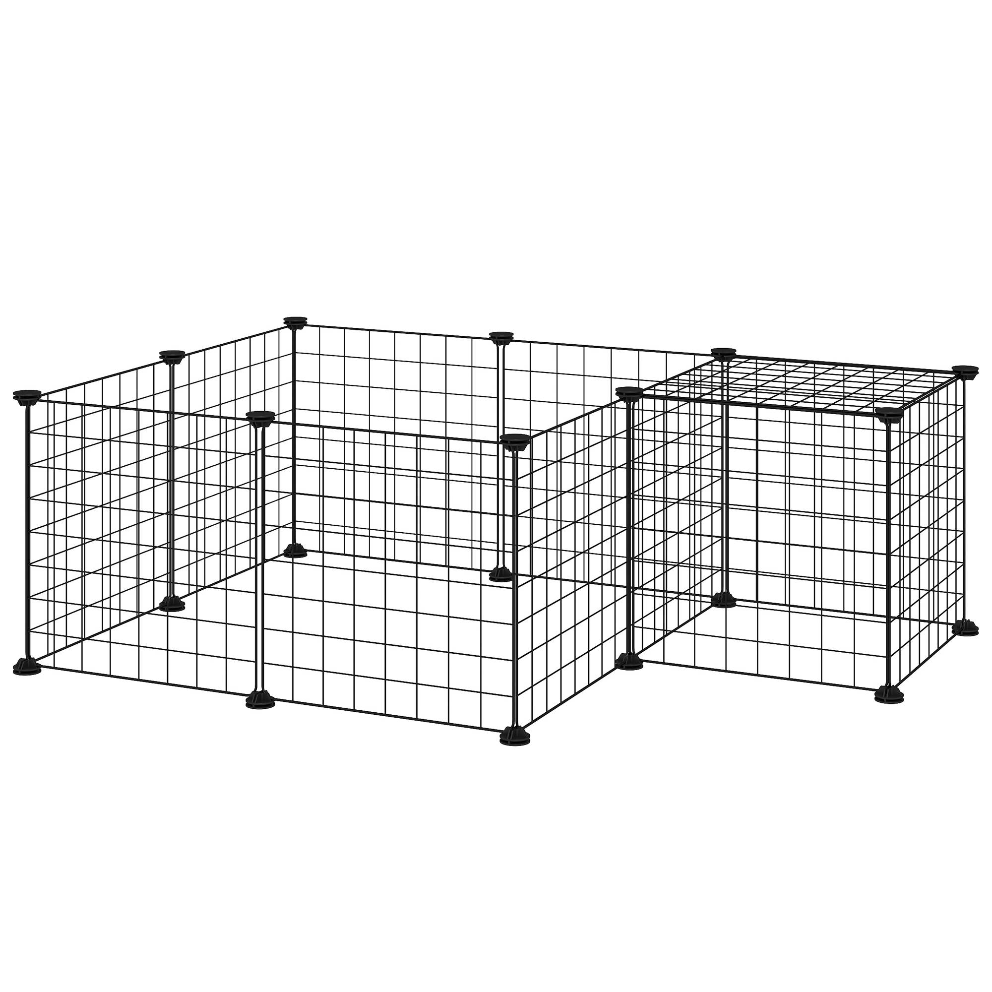 Enclos modulable métal petits animaux parc 12 panneaux 143x73x36cm noir - ComfortXL Outdoor Living - Image 2