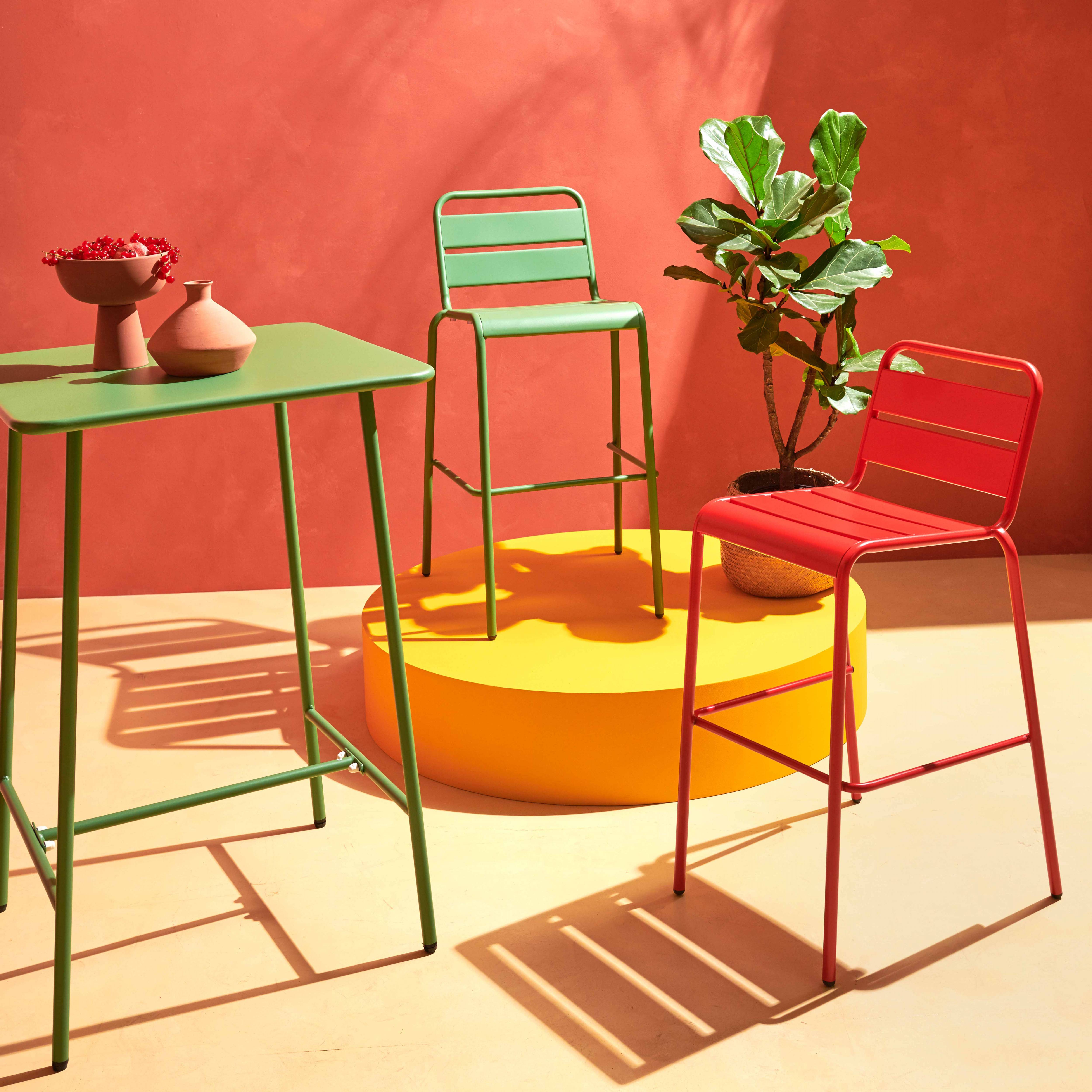 Oviala - Chaise haute de jardin en métal vert cactus Palavas - Oviala - Image 6