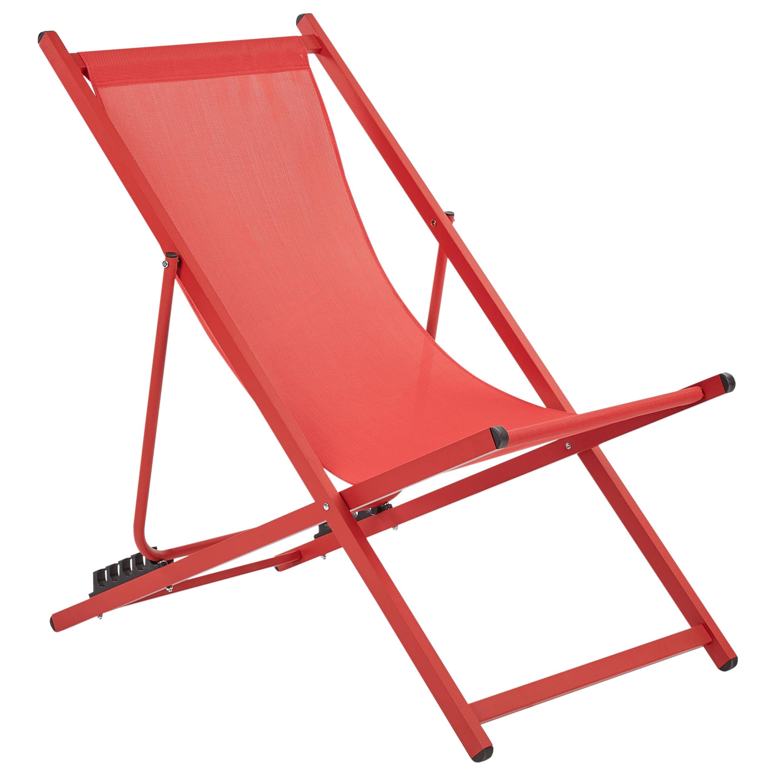 Beliani - Chaise Longue Longue Rouge avec Structure en Aluminium Pliable et Réglable Transat Plage Côtière - Image 1