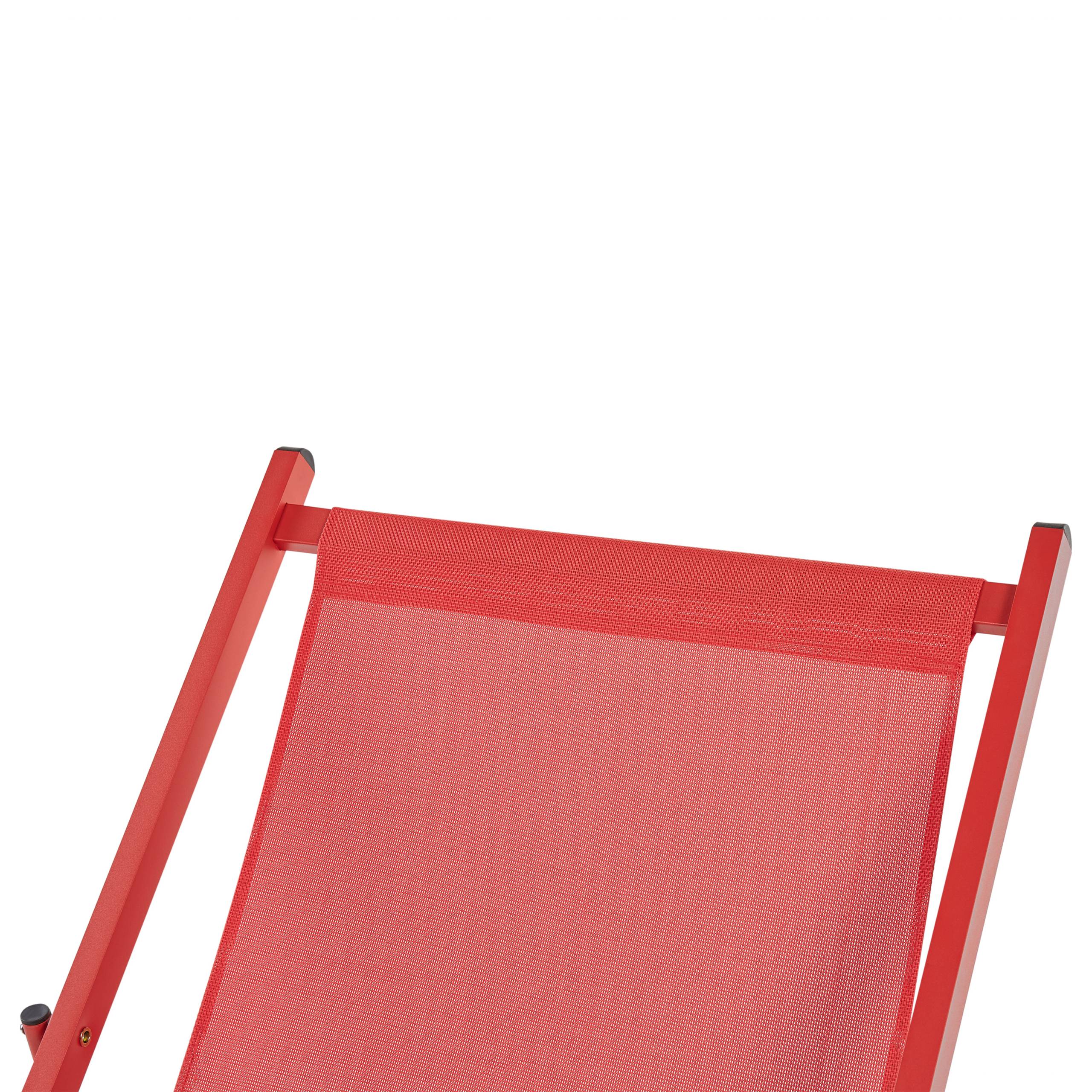 Beliani - Chaise Longue Longue Rouge avec Structure en Aluminium Pliable et Réglable Transat Plage Côtière - Image 7