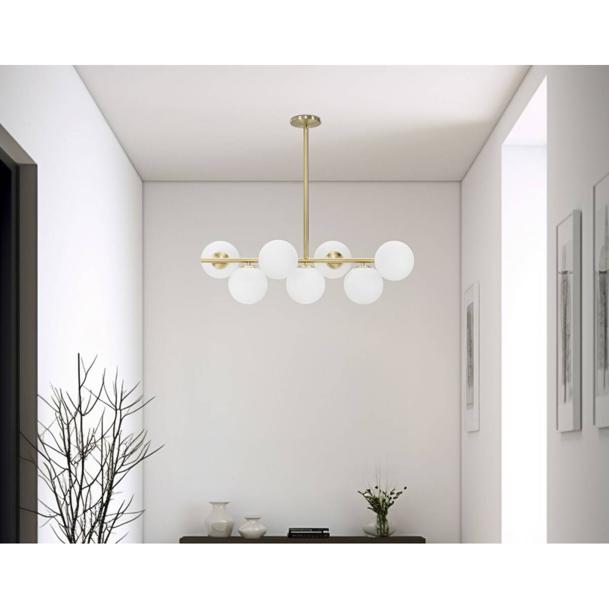 Suspension en métal et verre 7 abat-jour 81 x 30 x 74 cm - Image 5
