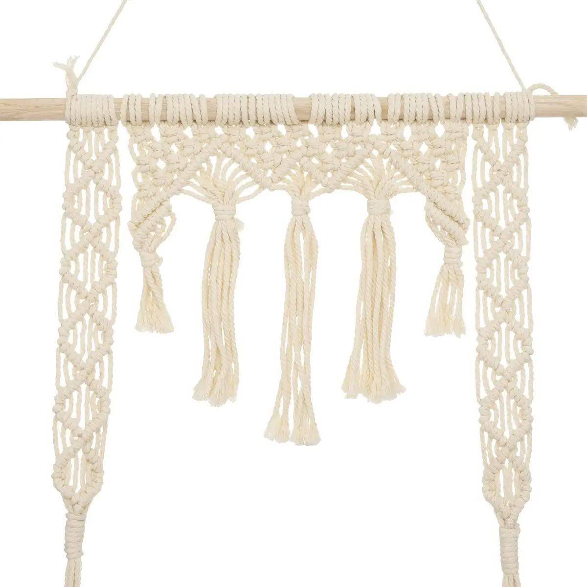 Atmosphera - Étagère Murale en Bois "Macramé" 80cm Ivoire - Image 2
