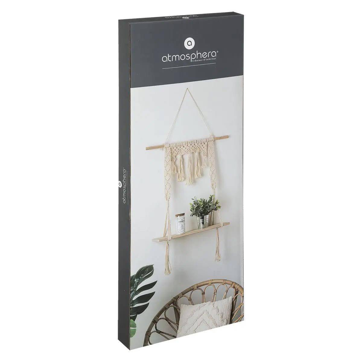 Atmosphera - Étagère Murale en Bois "Macramé" 80cm Ivoire - Image 4