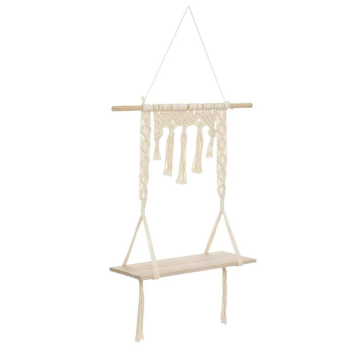 Atmosphera - Étagère Murale en Bois "Macramé" 80cm Ivoire - Image 1