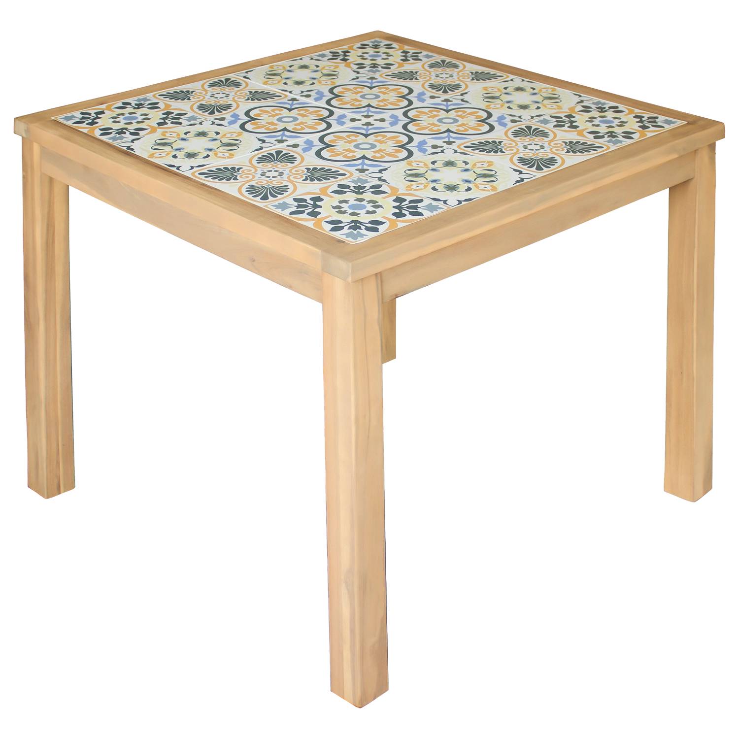 Happy Garden - Ensemble table et chaises de jardin 4 places en acacia massif et céramique FARO - HAPPY GARDEN - Image 3
