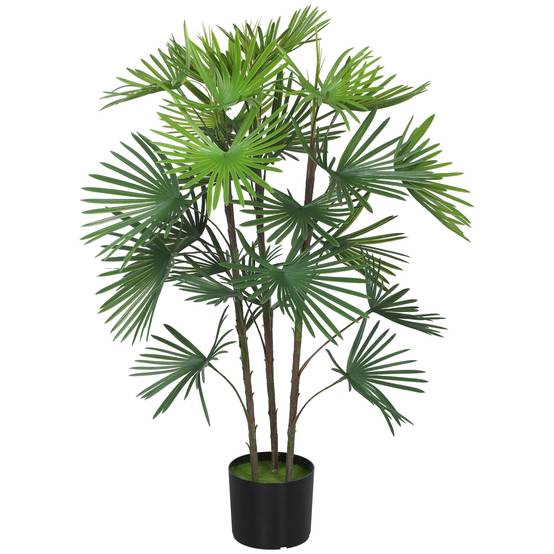 Palmier éventail artificiel plastique bureau ambiance relaxante 90 cm vert - ComfortXL Outdoor Living - Image 2