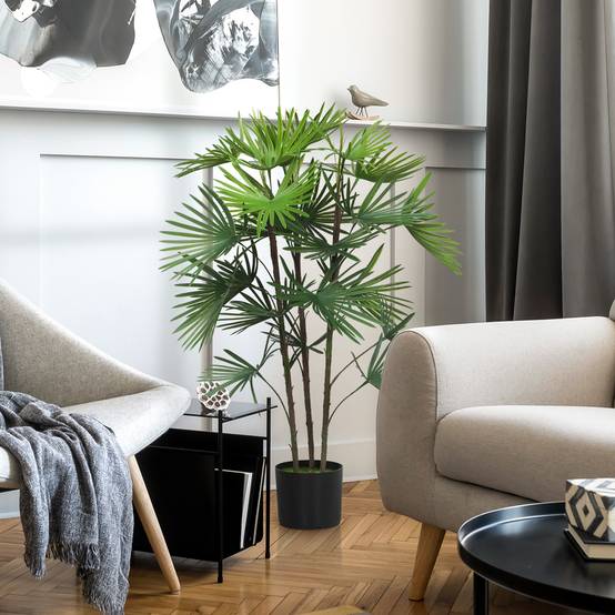 Palmier éventail artificiel plastique bureau ambiance relaxante 90 cm vert - ComfortXL Outdoor Living - Image 10
