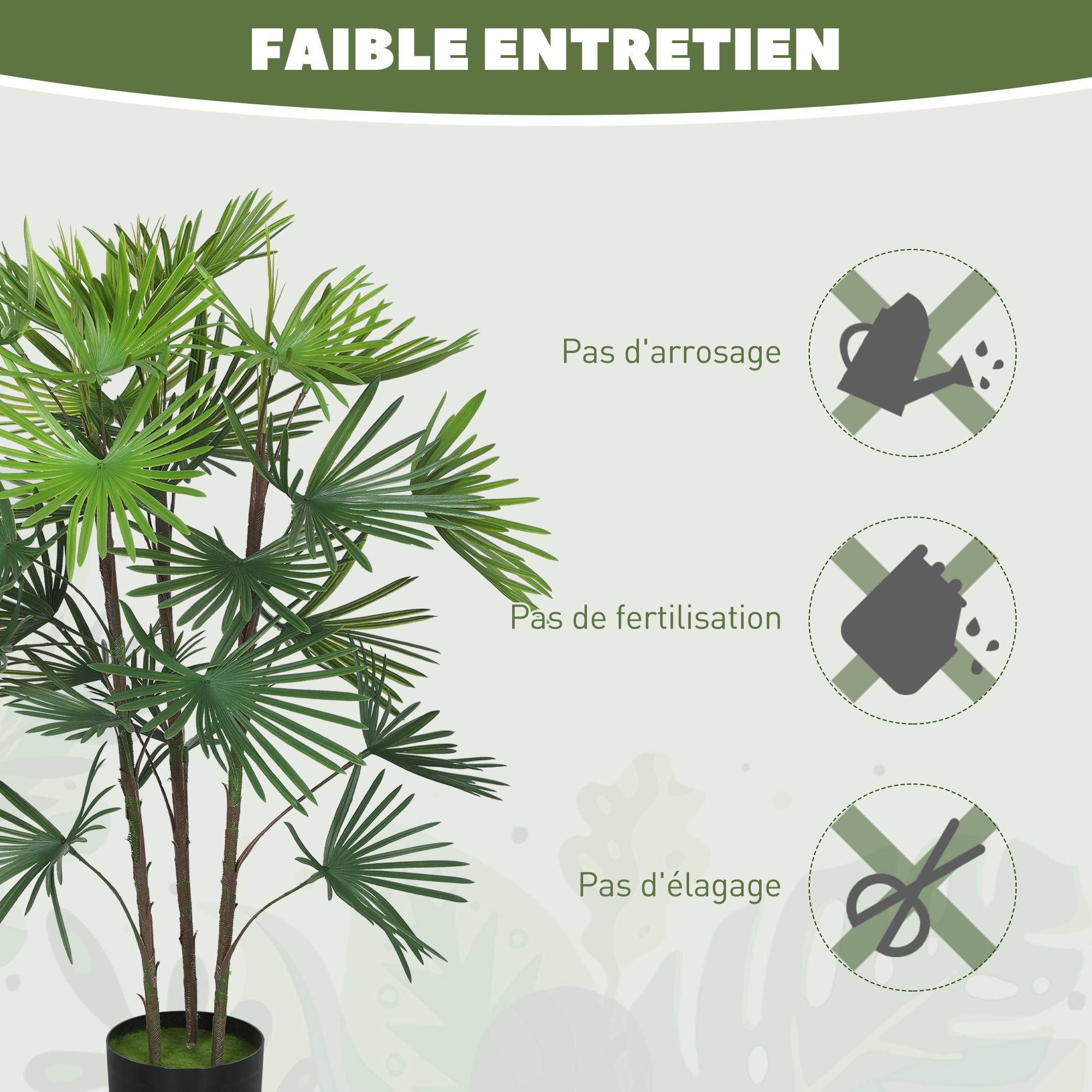 Palmier éventail artificiel plastique bureau ambiance relaxante 90 cm vert - ComfortXL Outdoor Living - Image 8