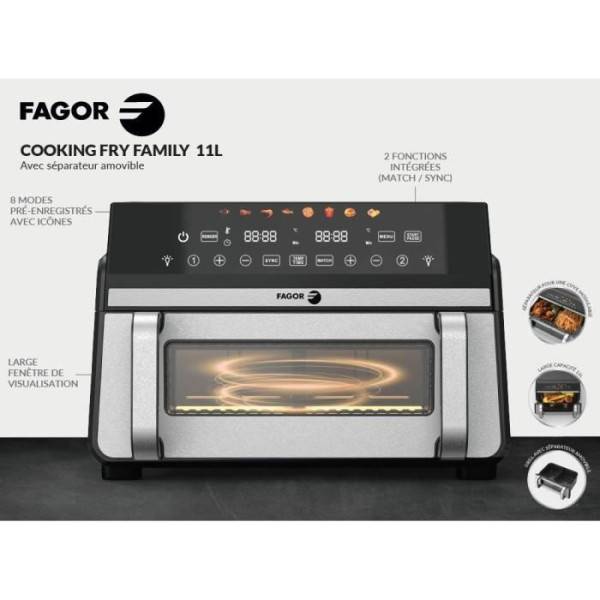 Friteuse Electrique  sans huile FAGOR - Airfryer FG10AF - Capacité 11L - Double cuves 5,5L - Séparateur amovible - 2200W - Image 3