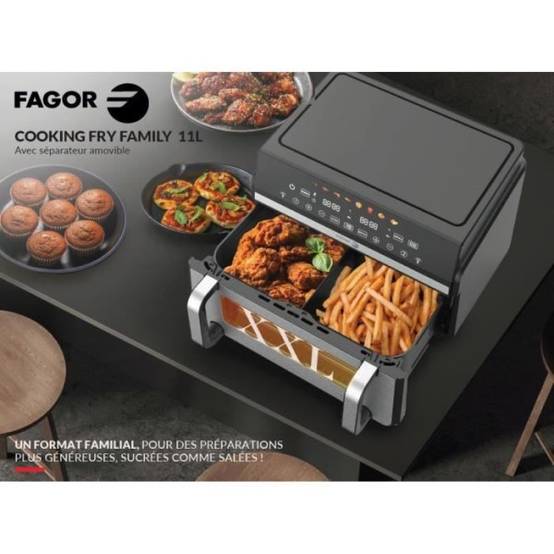 Friteuse Electrique sans huile FAGOR - Airfryer FG10AF - Capacité 11L - Double cuves 5,5L - Séparateur amovible - 2200W - Image 2