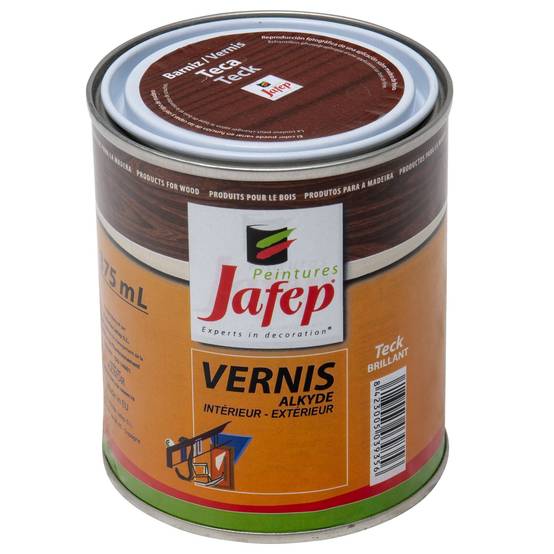 Vernis synthétique teinte teck brillant Jafep - 375 ml - Image 1