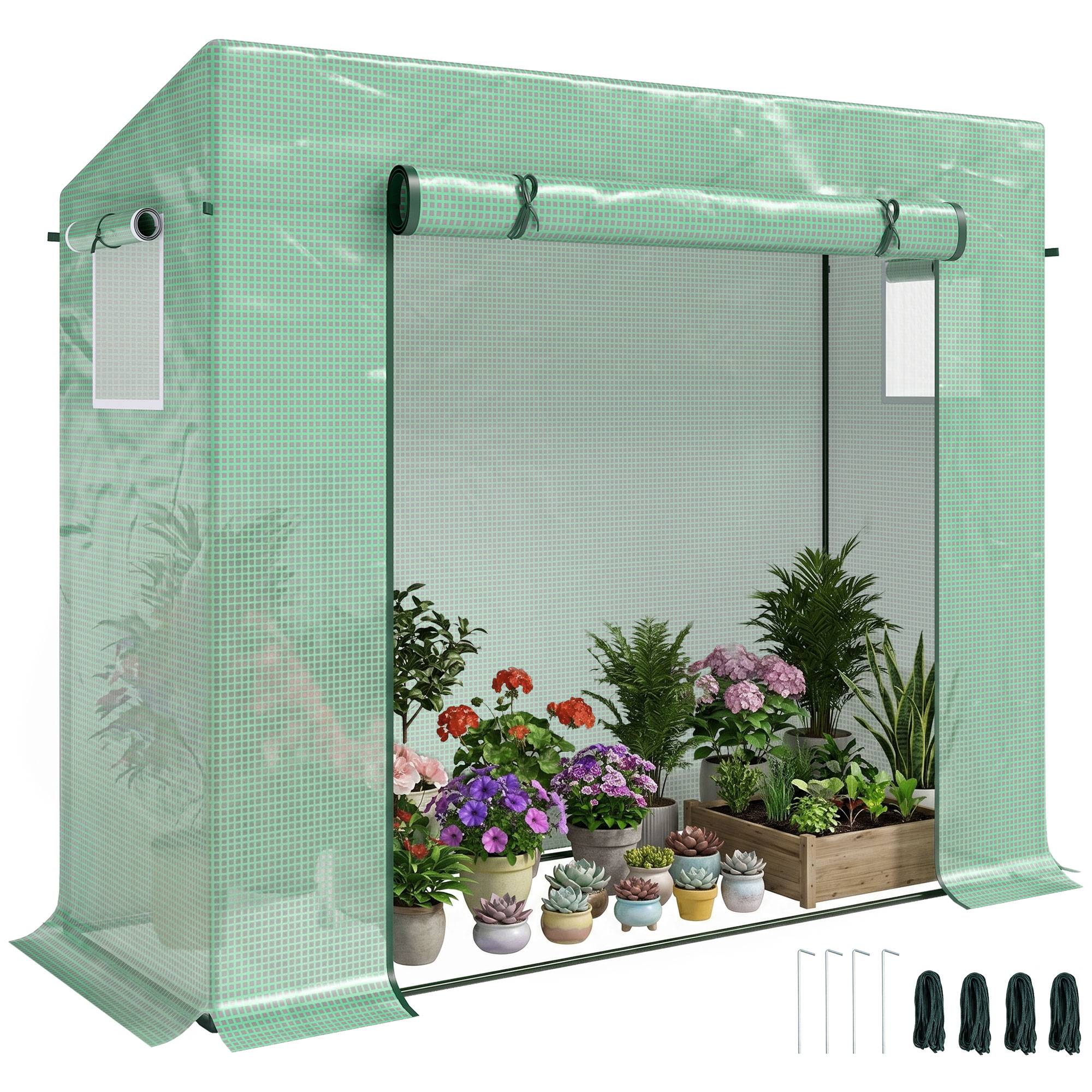 Sans Marque - Serre verte 200x76x168 cm, fenêtres + acier pour tomates/fleurs - Image 1
