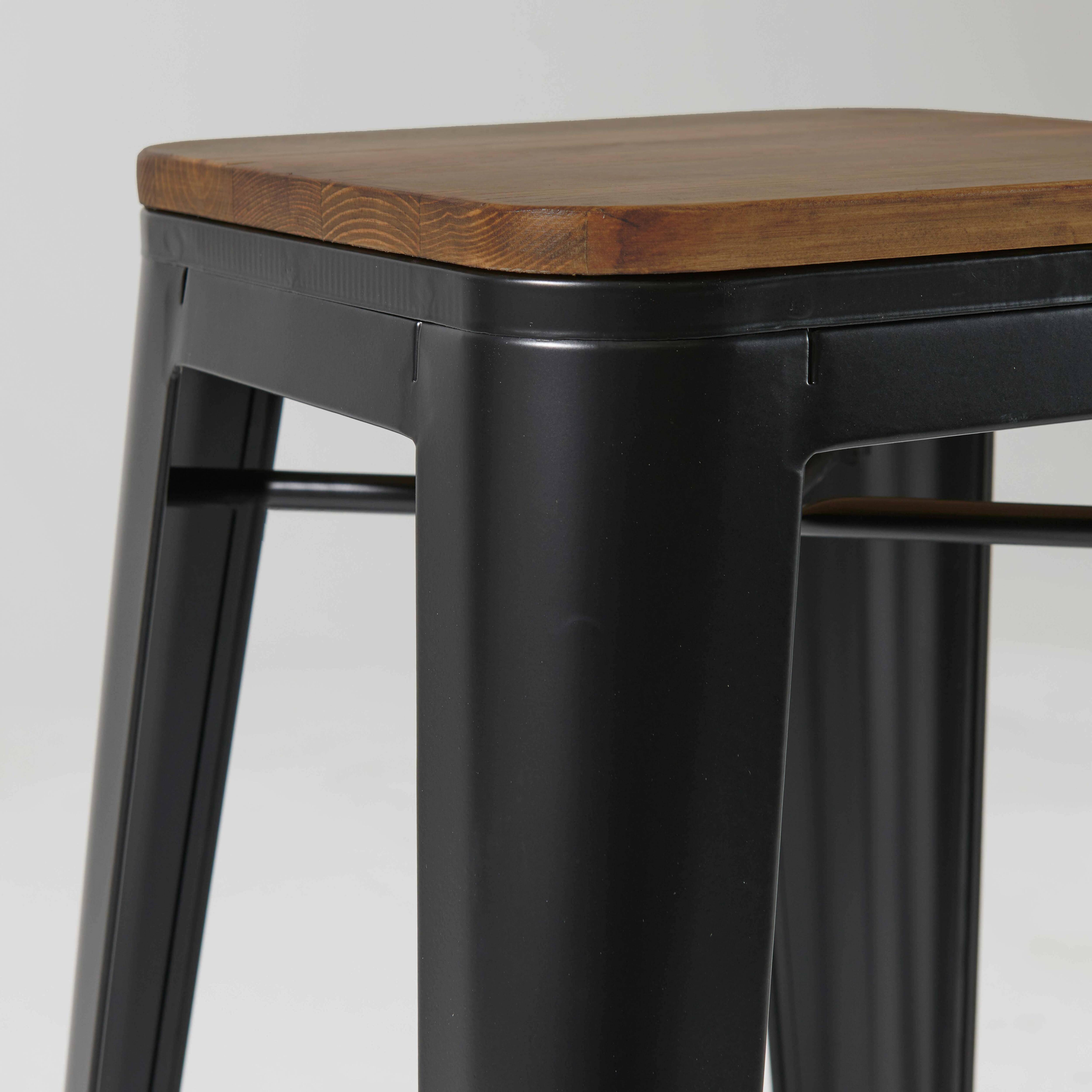 Oviala - Lot de 4 tabourets de bar en acier noir mat Indus - Oviala - Image 6