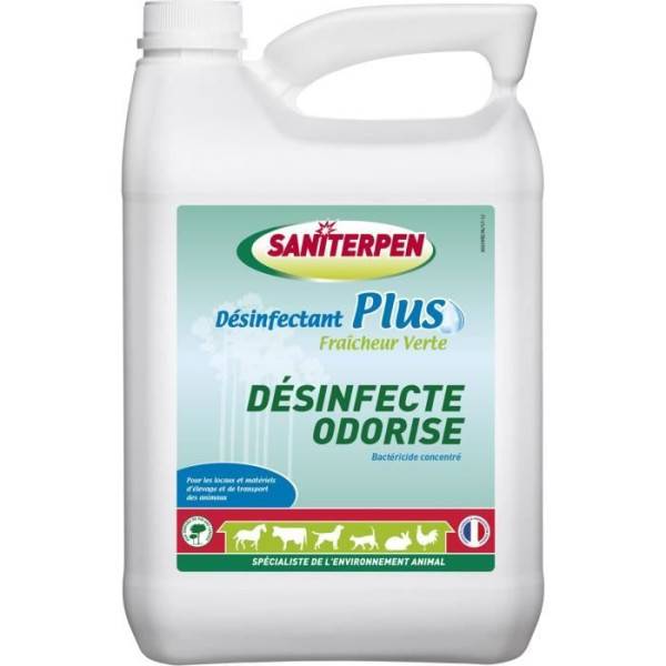 Saniterpen - SANITERPEN - Désinfectant Plus Fraicheur Verte 5L. Bactéricide concentré
