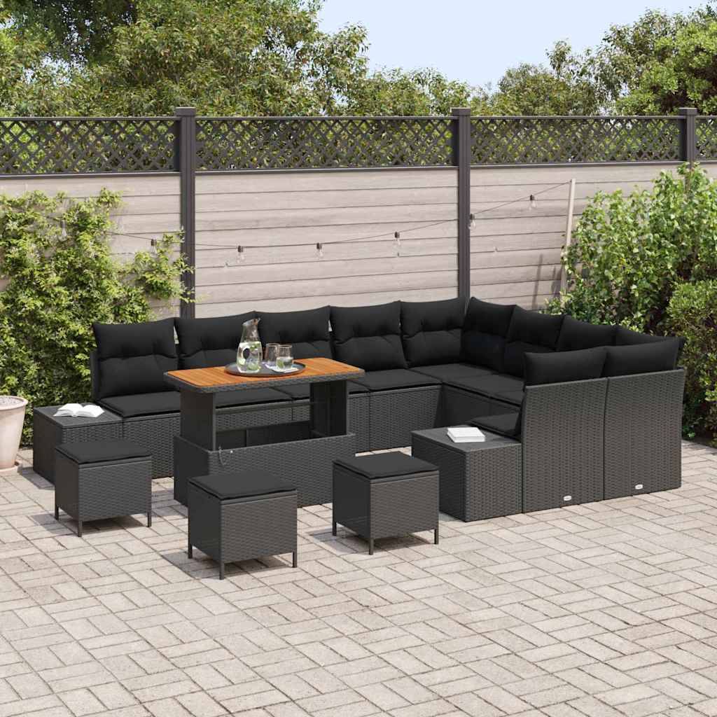 Salon Géant Jardin 13 pcs Noir Poly Rotin, Configuration Libre avec Coffres et Table, Confort Absolu – ComfortXL Outdoor Living - Image 3