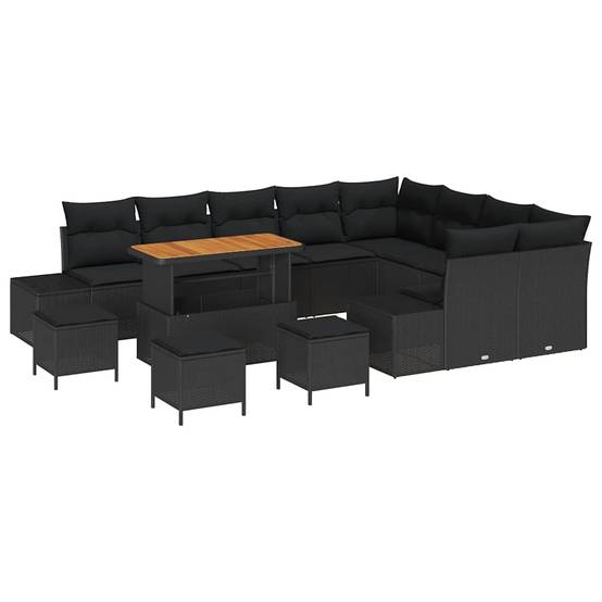 Salon Géant Jardin 13 pcs Noir Poly Rotin, Configuration Libre avec Coffres et Table, Confort Absolu – ComfortXL Outdoor Living - Image 2