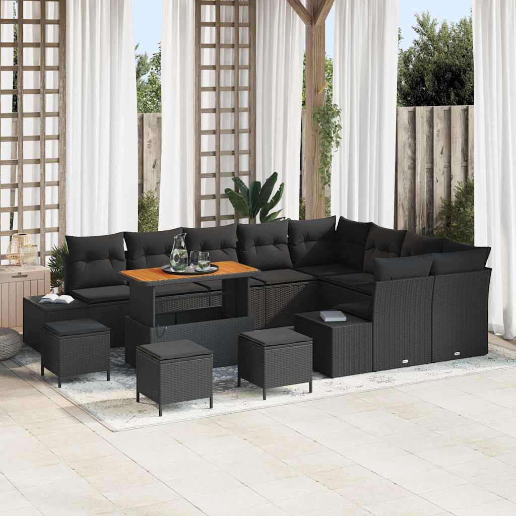 Salon Géant Jardin 13 pcs Noir Poly Rotin, Configuration Libre avec Coffres et Table, Confort Absolu – ComfortXL Outdoor Living - Image 1