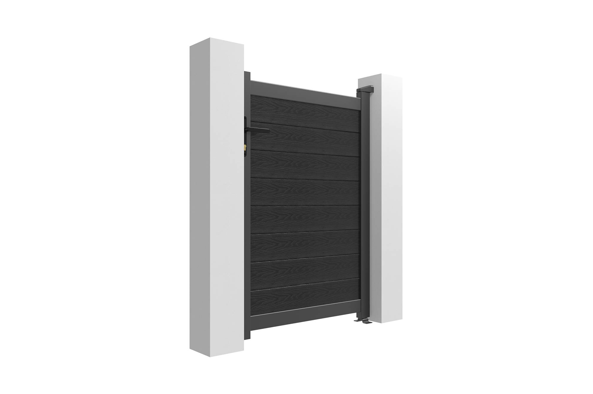 Casanoov Portillon bois composite 1m ATHOS H.140cm gris anthracite avec cadre aluminium + 2 poteaux EIFEL aluminium 10x10cm 160 x 300 cm Anthracite - Image 6