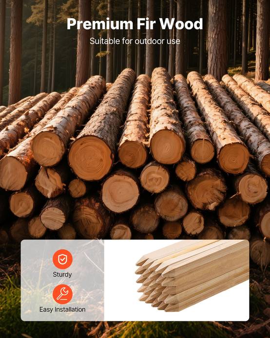 VEVOR Piquets Clôture Jardin Bois Poteaux à Pointe 50 PCS 19,05x19,05x914,4 mm - Image 3