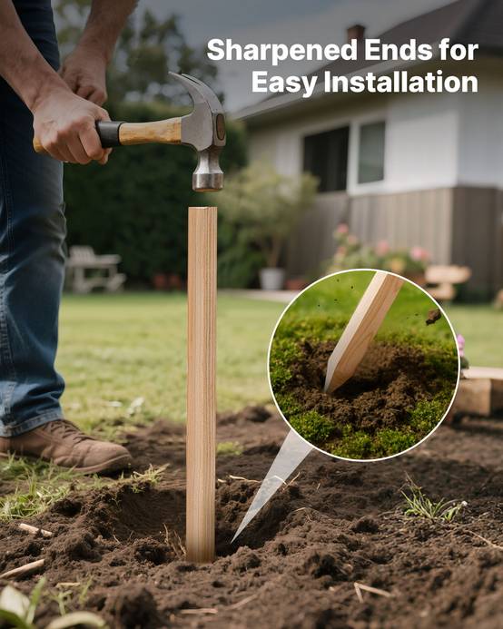 VEVOR Piquets Clôture Jardin Bois Poteaux à Pointe 50 PCS 19,05x19,05x914,4 mm - Image 4