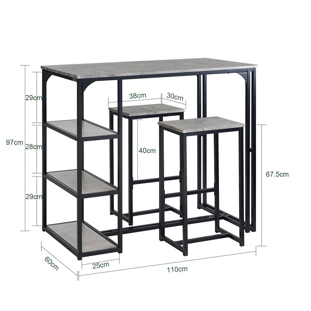 Sobuy - Lot Table et 2 Tabourets de Bar Ensemble Table de Bar + Chaises de Bar Table de Bistrot Table Mange-Debout Jeu de Bar Table Haute Chaise SoBuy - Image 3