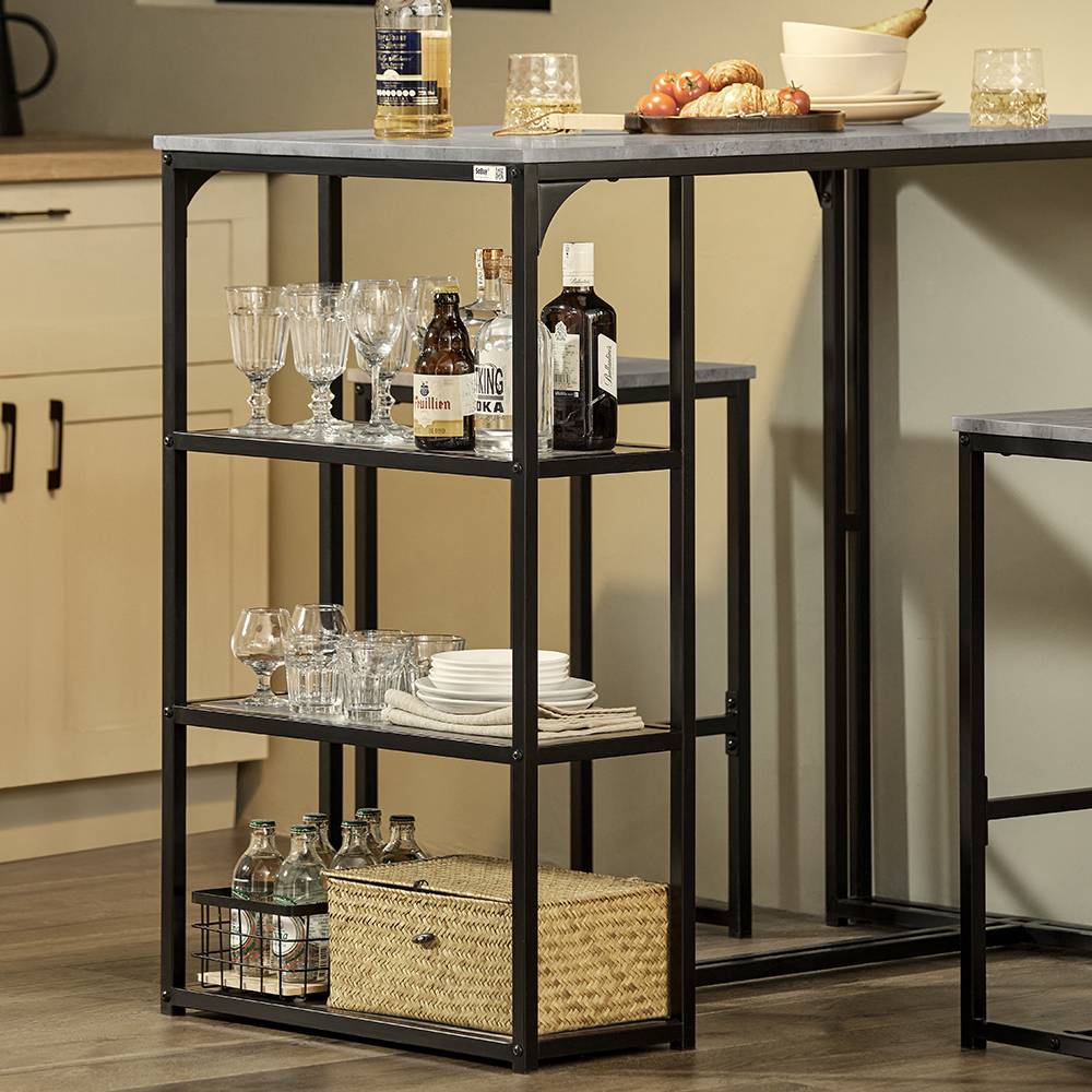 Sobuy - Lot Table et 2 Tabourets de Bar Ensemble Table de Bar + Chaises de Bar Table de Bistrot Table Mange-Debout Jeu de Bar Table Haute Chaise SoBuy - Image 4