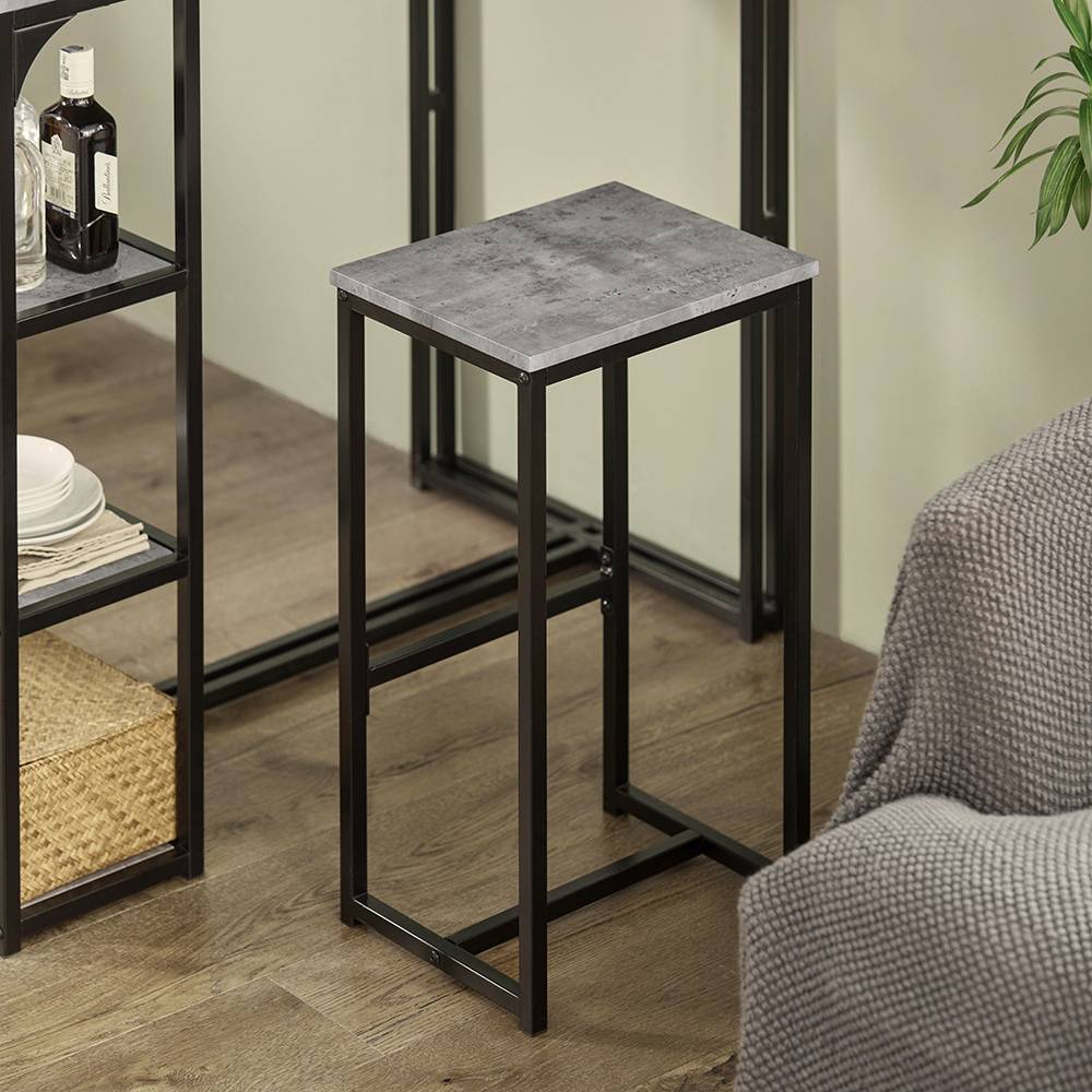 Ensemble table haute de bar mange-debout comptoir et 2 chaises MDF et métal