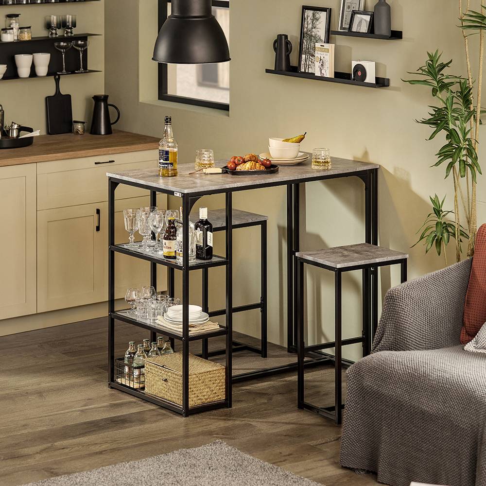 Sobuy - Lot Table et 2 Tabourets de Bar Ensemble Table de Bar + Chaises de Bar Table de Bistrot Table Mange-Debout Jeu de Bar Table Haute Chaise SoBuy - Image 2