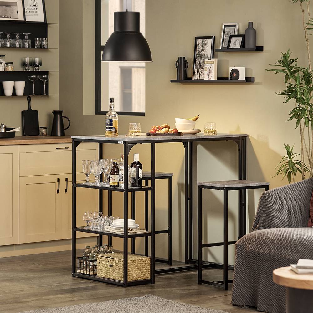 Sobuy - Lot Table et 2 Tabourets de Bar Ensemble Table de Bar + Chaises de Bar Table de Bistrot Table Mange-Debout Jeu de Bar Table Haute Chaise SoBuy - Image 7