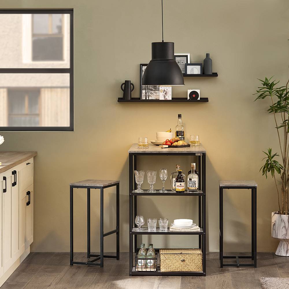 Sobuy - Lot Table et 2 Tabourets de Bar Ensemble Table de Bar + Chaises de Bar Table de Bistrot Table Mange-Debout Jeu de Bar Table Haute Chaise SoBuy - Image 8