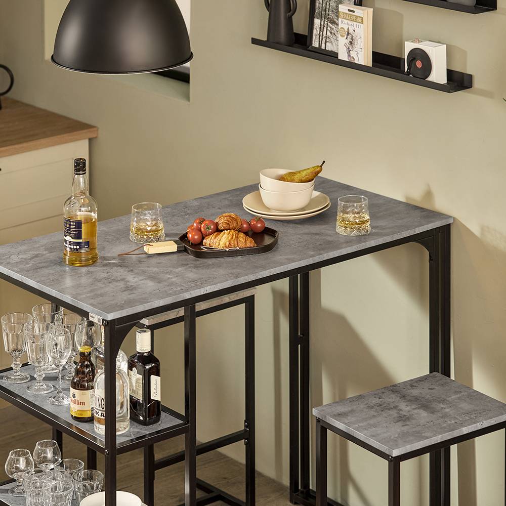 Sobuy - Lot Table et 2 Tabourets de Bar Ensemble Table de Bar + Chaises de Bar Table de Bistrot Table Mange-Debout Jeu de Bar Table Haute Chaise SoBuy - Image 5