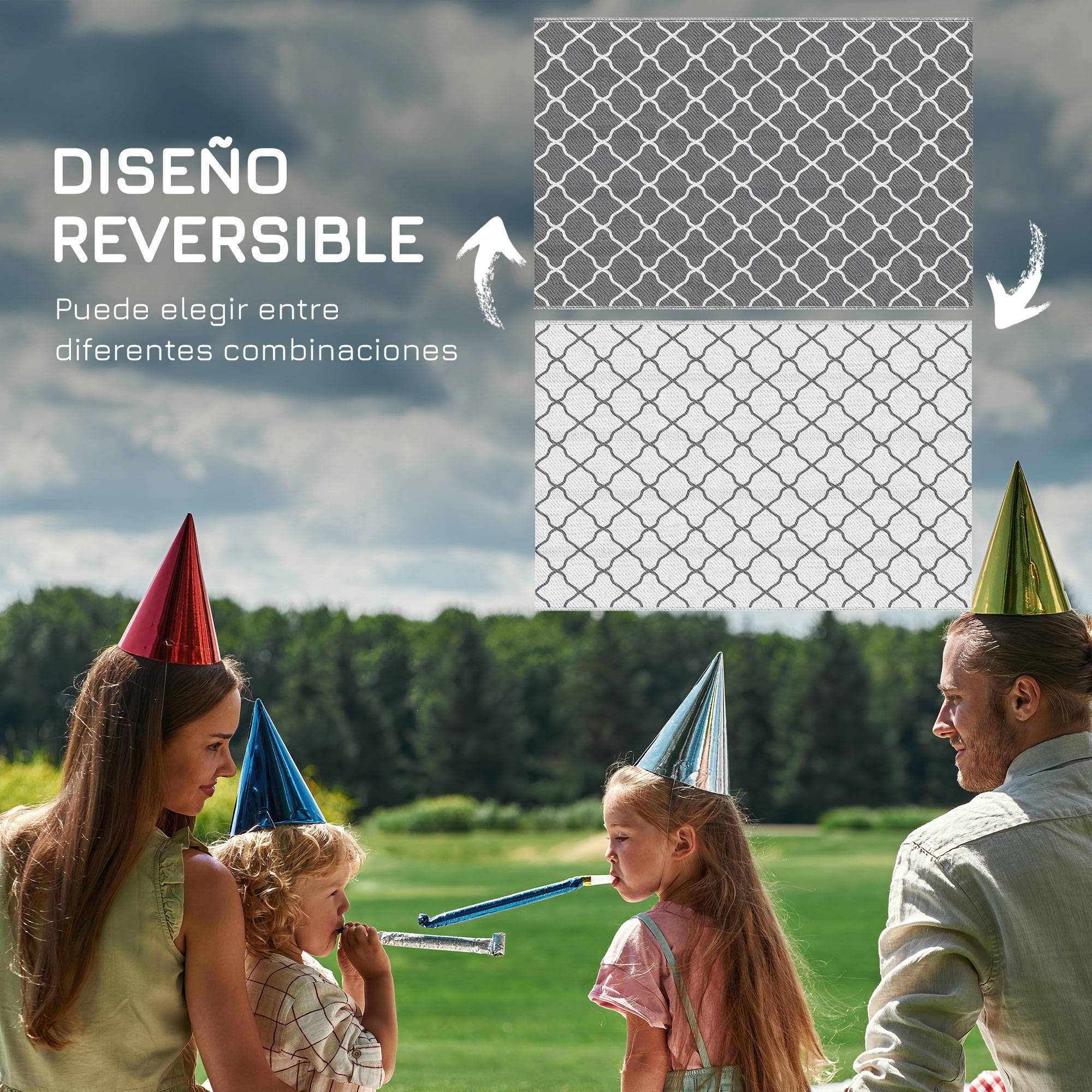 Tapis extérieur polypropylène pour terrasse camping réversible imperméable 182x274cm - ComfortXL Outdoor Living - Image 9