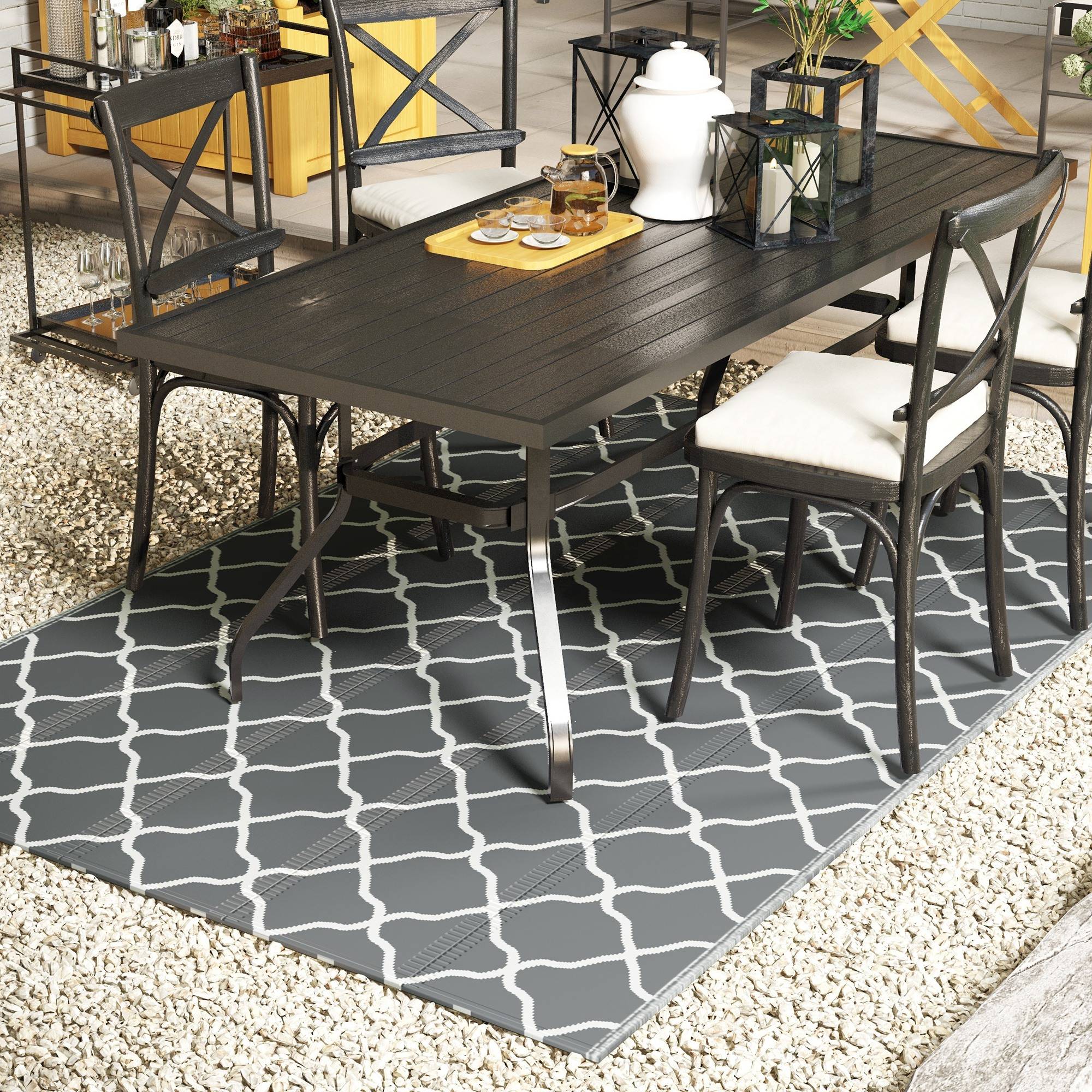 Tapis extérieur polypropylène pour terrasse camping réversible imperméable 182x274cm - ComfortXL Outdoor Living - Image 3