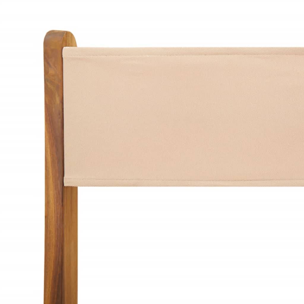 Lot de 6 Chaises de jardin | Chaise d'extérieur pliantes beige tissu et bois massif - Image 9