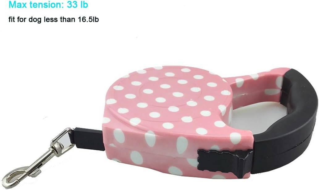 Laisse rétractable de 5 m pour chiens, chats et chiots (rose)-Lytech - Image 2
