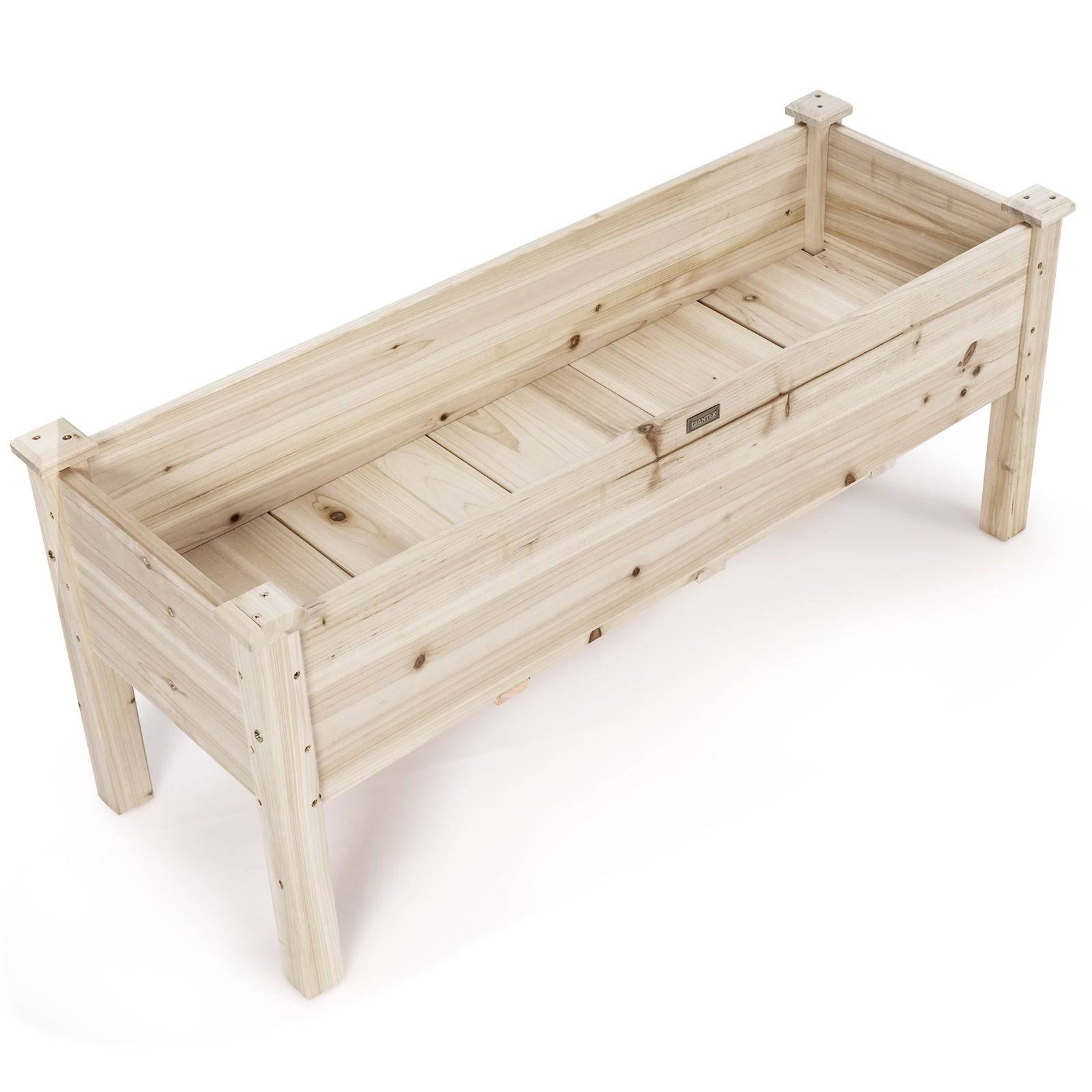 Jardinière surélevée en bois carré potager sur pied avec 5 trous de drainage 120 x 43,5 x 51cm naturel - Image 1