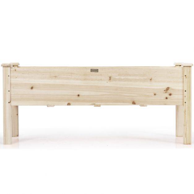 Jardinière surélevée en bois carré potager sur pied avec 5 trous de drainage 120 x 43,5 x 51cm naturel - Image 2